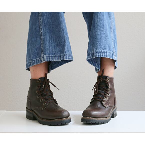 1990's Vintage Skechers Leather Work Boots ~ Women's 6 to 6-1/2 ~ Block Heel - Picture 6 of 11